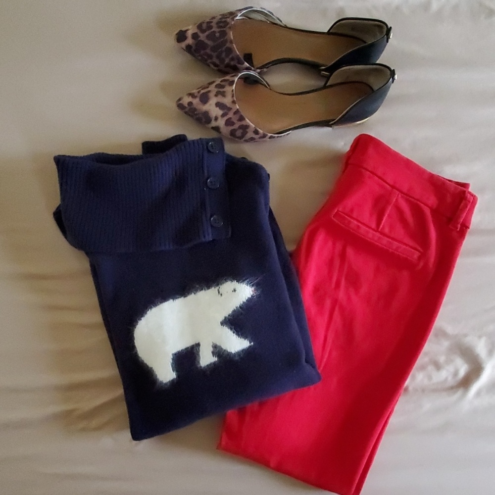 Talbots Small Petite Polar Bear Cowl Neck Sweater